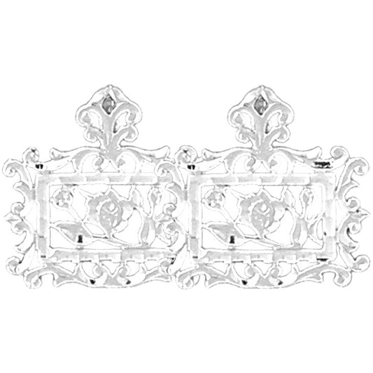 Sterling Silver 18mm Rose Flower Earrings