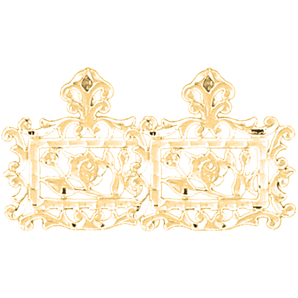 Yellow Gold-plated Silver 18mm Rose Flower Earrings