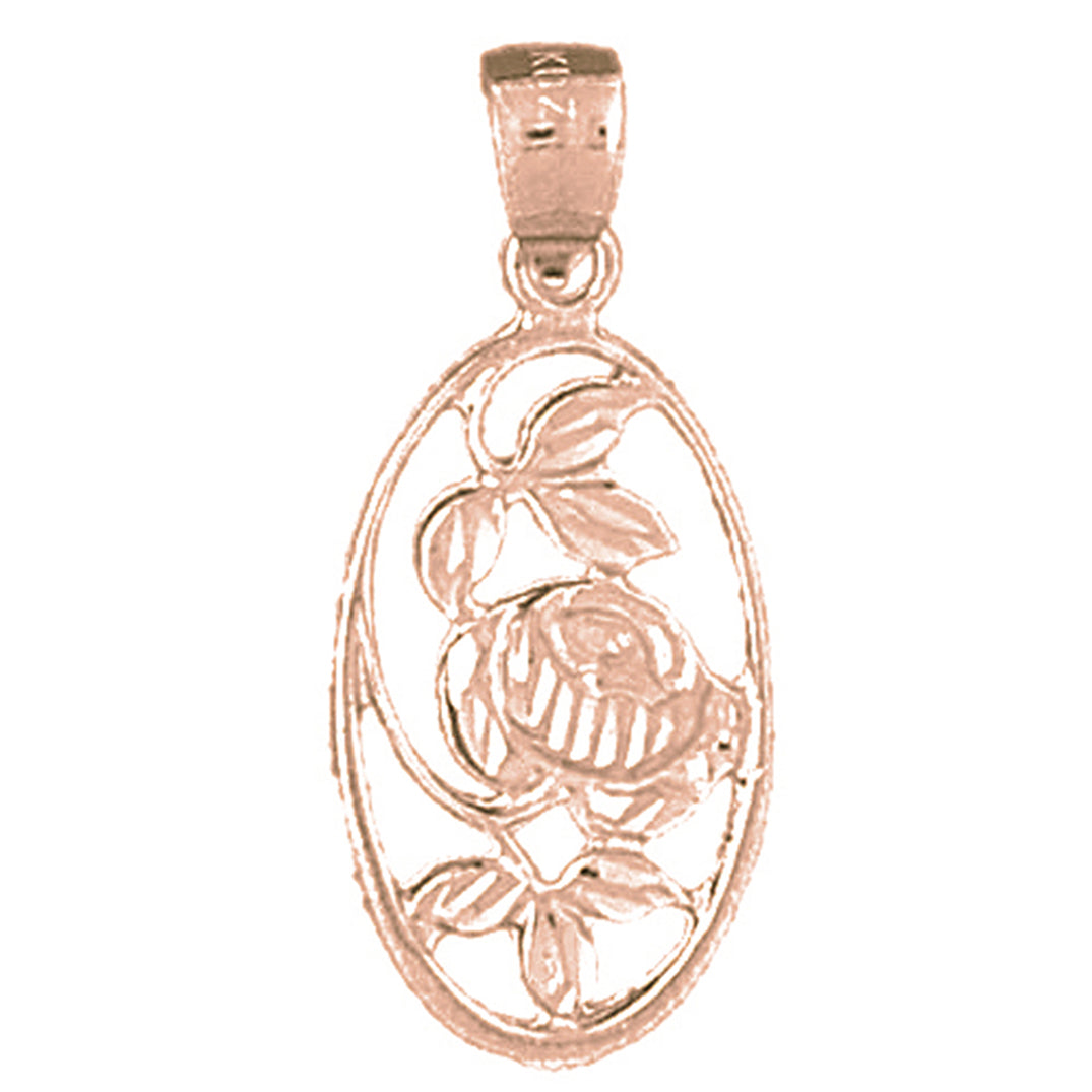 14K or 18K Gold Rose Flower Pendant