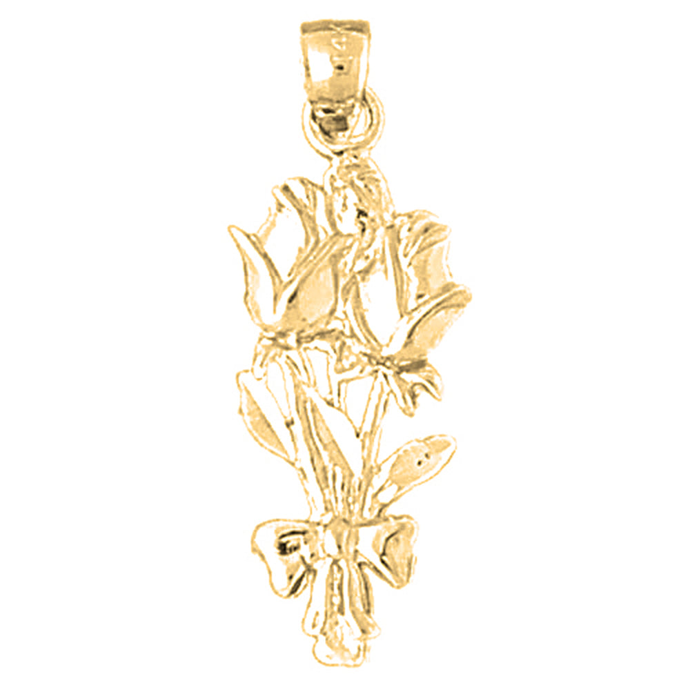 14K or 18K Gold Rose Flower Pendant