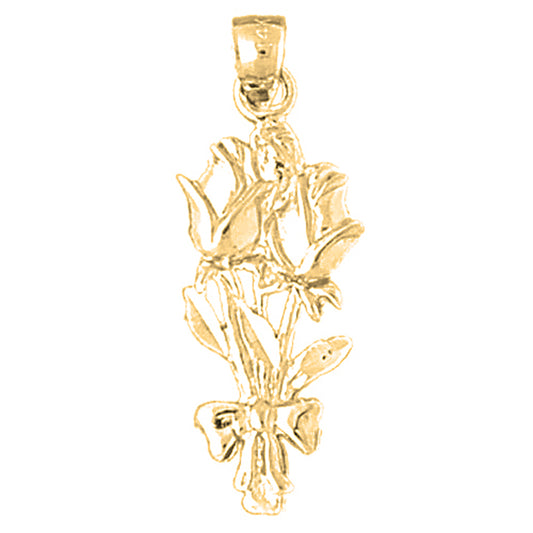 14K or 18K Gold Rose Flower Pendant