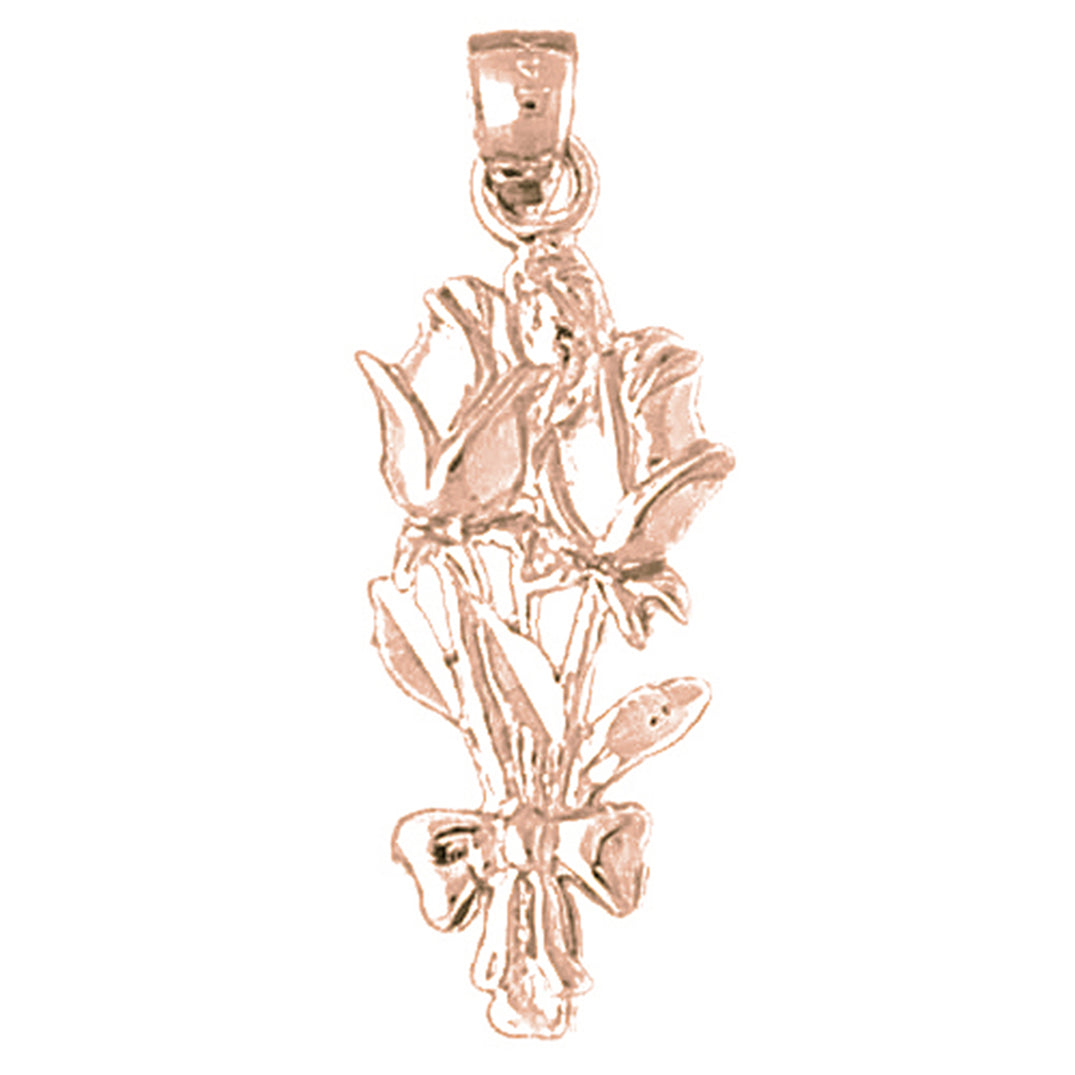 14K or 18K Gold Rose Flower Pendant