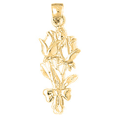 14K or 18K Gold Rose Flower Pendant