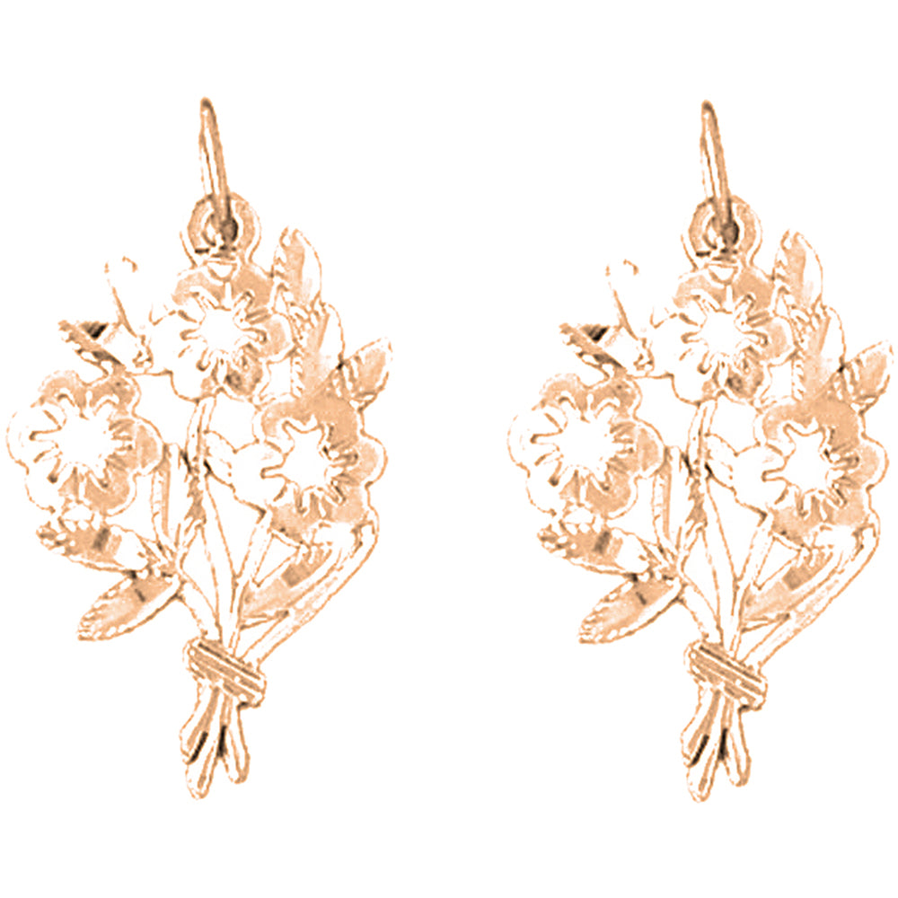 14K or 18K Gold 25mm Bouquet Flower Earrings