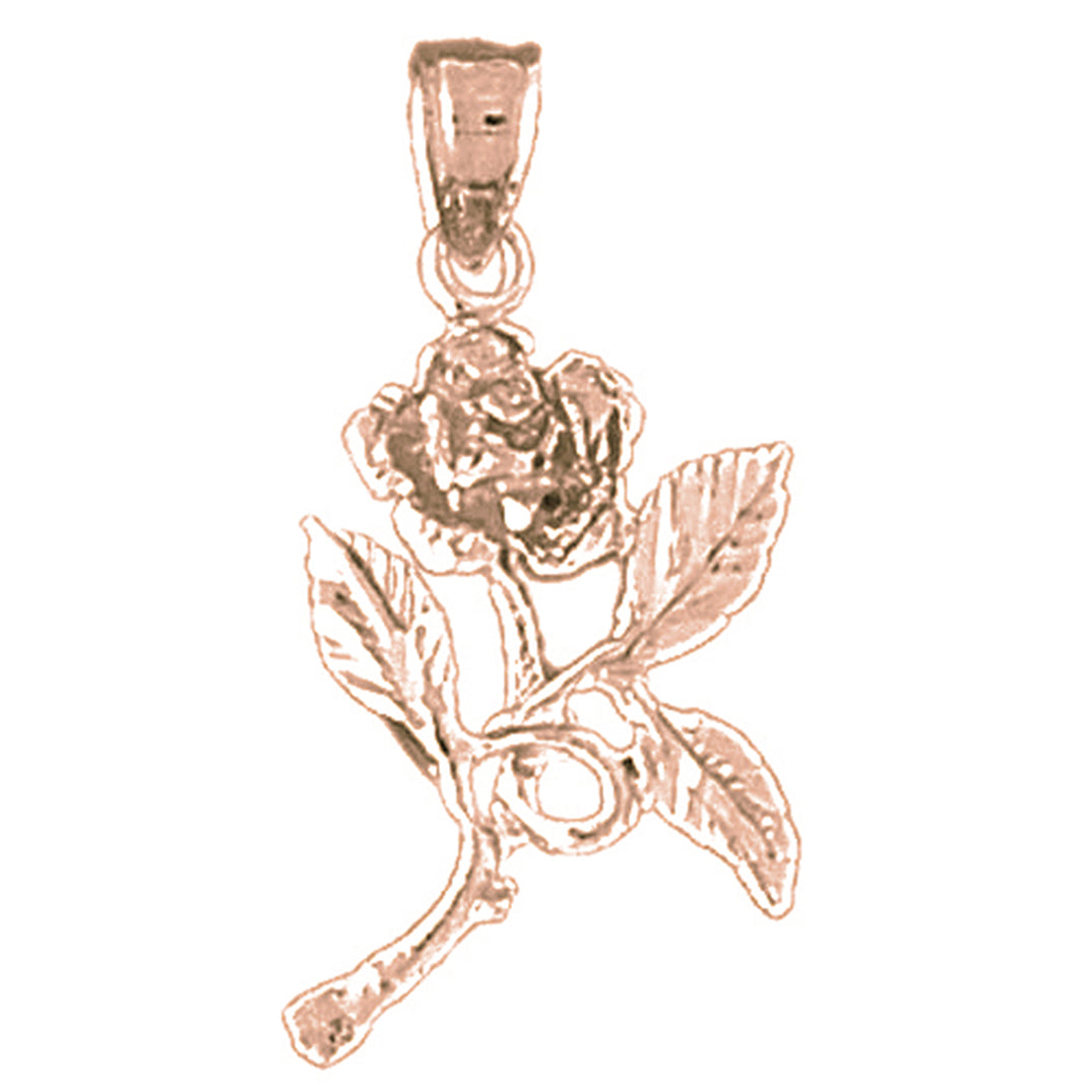 14K or 18K Gold Rose Flower Pendant