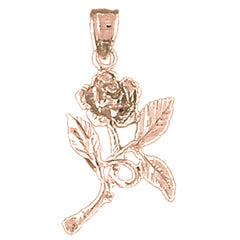14K or 18K Gold Rose Flower Pendant
