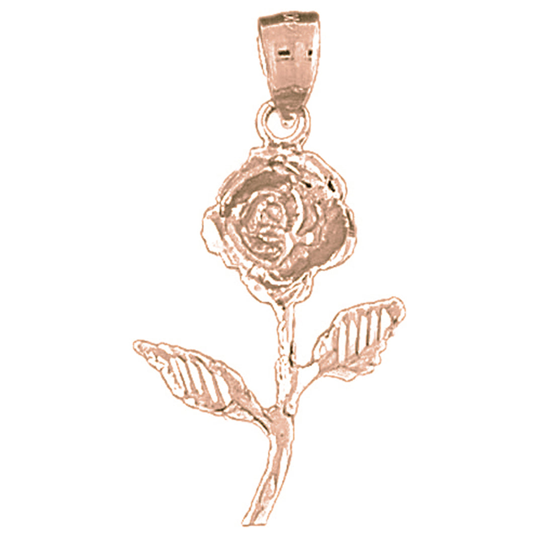 14K or 18K Gold Rose Flower Pendant