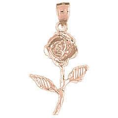 14K or 18K Gold Rose Flower Pendant
