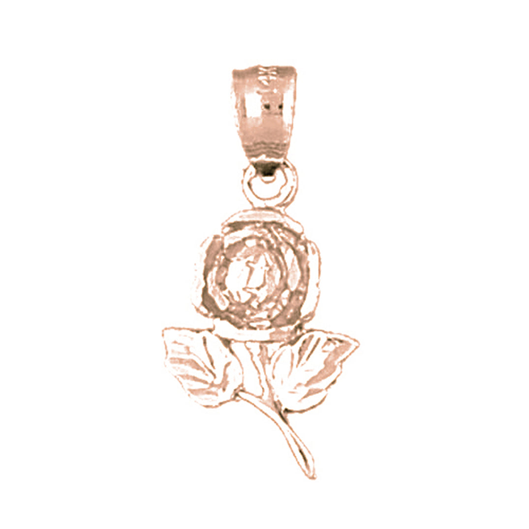 14K or 18K Gold Rose Flower Pendant