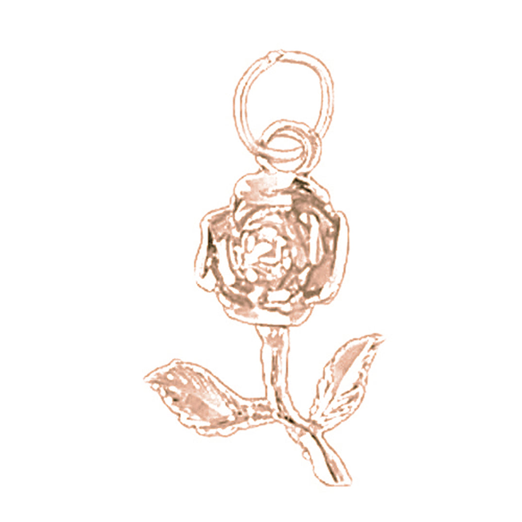 14K or 18K Gold Rose Flower Pendant