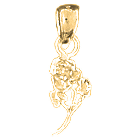 14K or 18K Gold Rose Flower Pendant