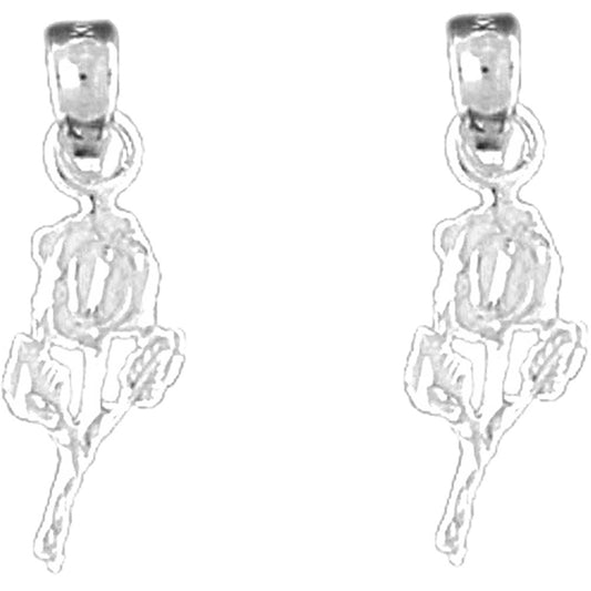 Sterling Silver 19mm Rose Flower Earrings