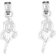 Sterling Silver 19mm Rose Flower Earrings