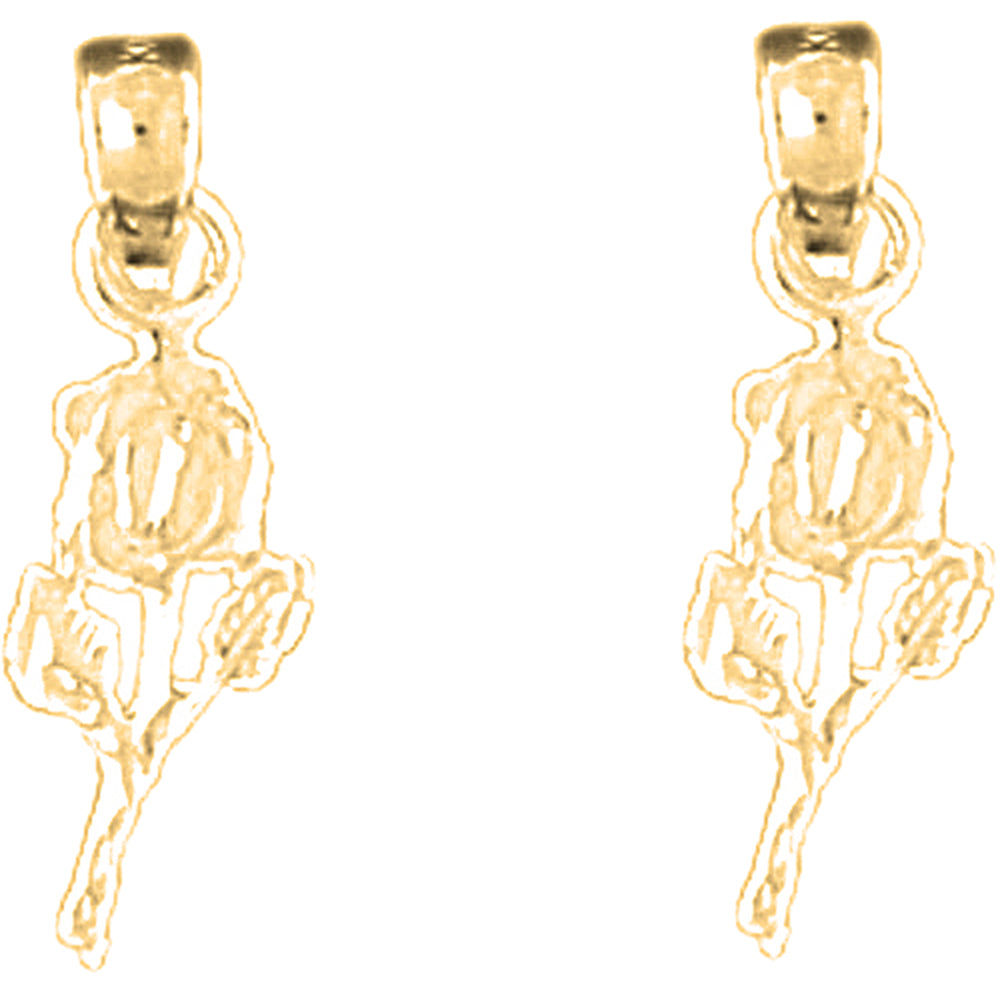 Yellow Gold-plated Silver 19mm Rose Flower Earrings