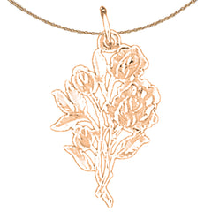 14K or 18K Gold Rose Flower Pendant