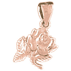 14K or 18K Gold Rose Flower Pendant