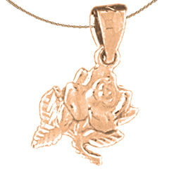 14K or 18K Gold Rose Flower Pendant