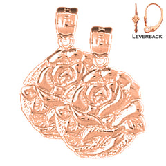 14K or 18K Gold Rose Flower Earrings