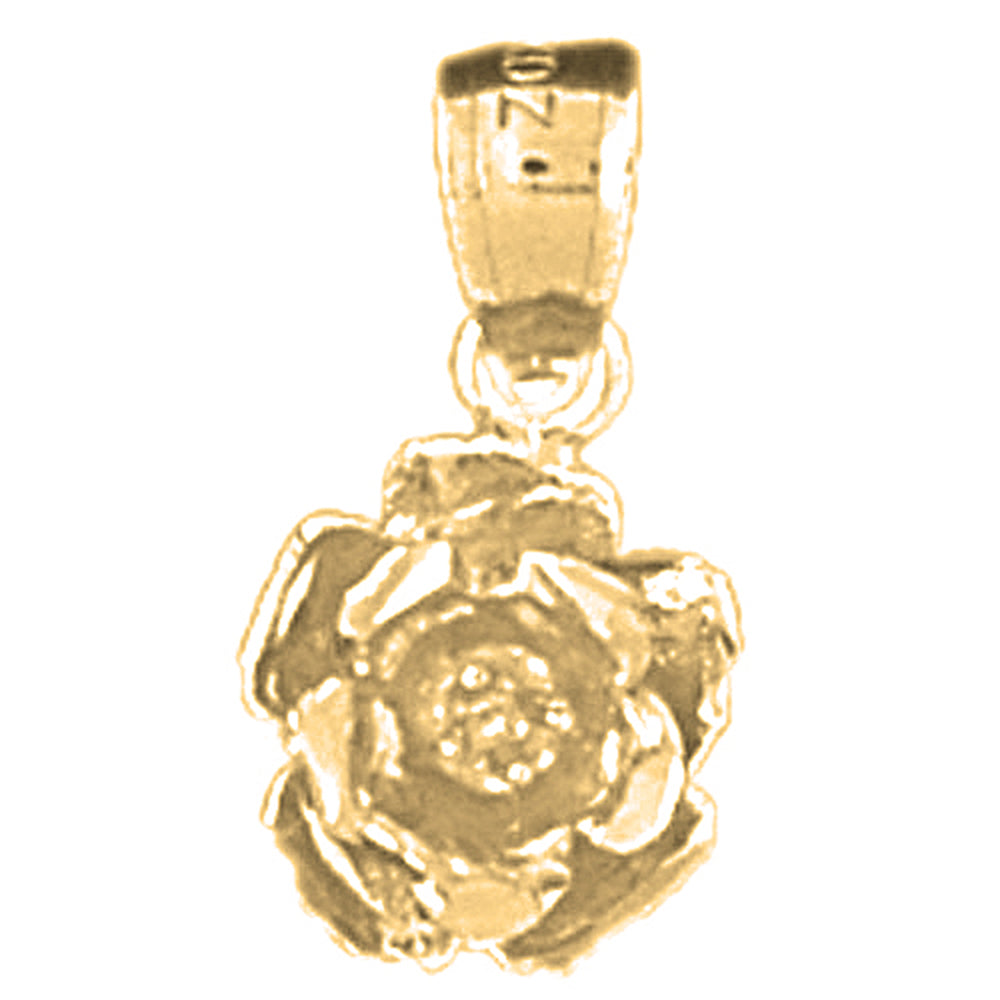 14K or 18K Gold Rose Flower Pendant