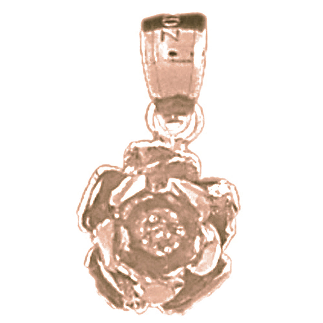 14K or 18K Gold Rose Flower Pendant