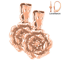 14K or 18K Gold Rose Flower Earrings