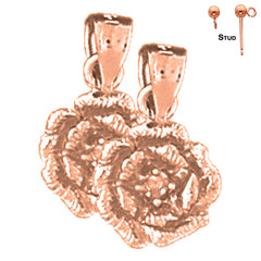 14K or 18K Gold Rose Flower Earrings
