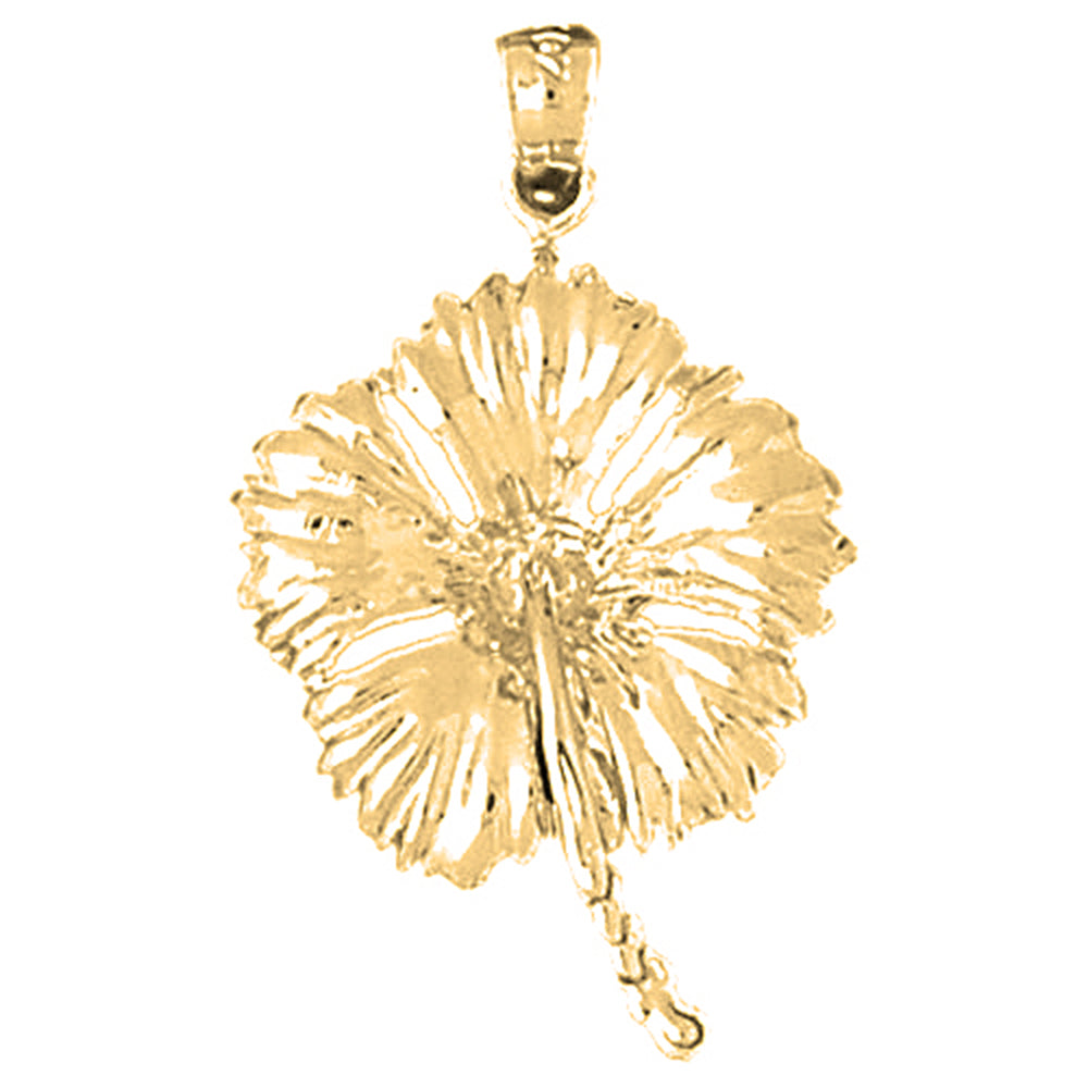 10K, 14K or 18K Gold Hibiscus Flower Pendant