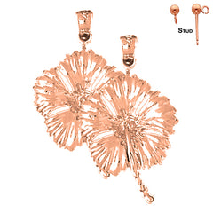 14K oder 18K Gold 33mm Hibiskusblüten Ohrringe