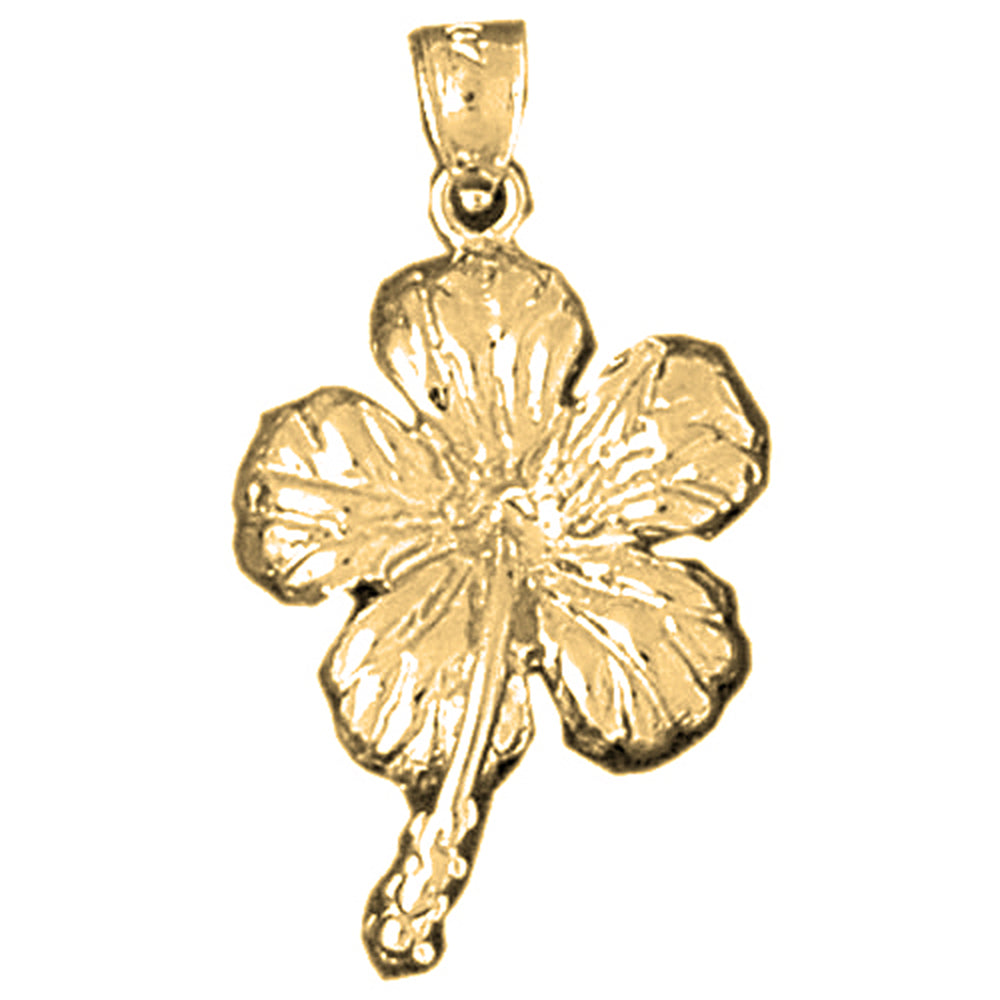 10K, 14K or 18K Gold Hibiscus Flower Pendant