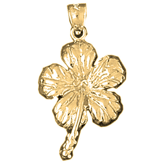 10K, 14K or 18K Gold Hibiscus Flower Pendant