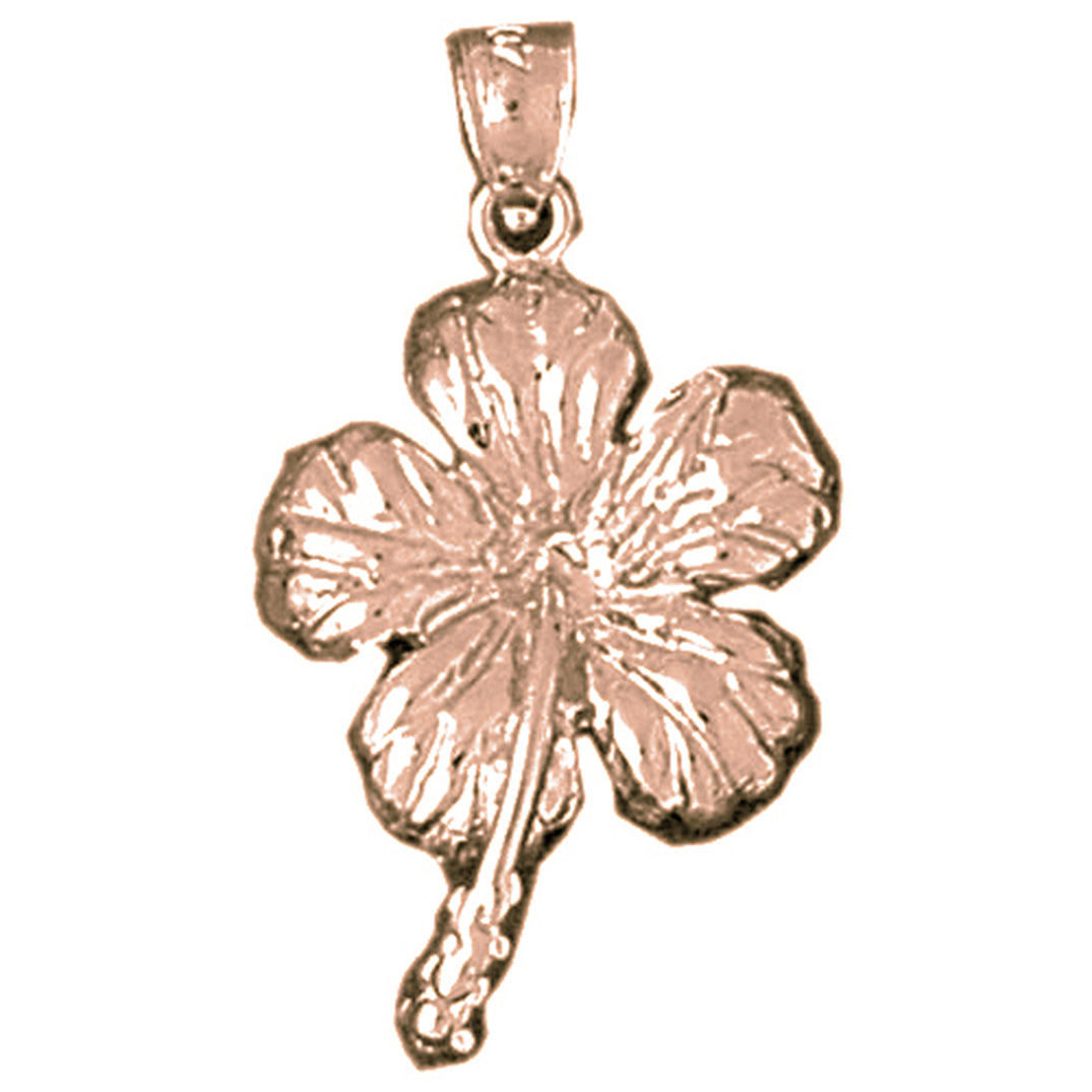 10K, 14K or 18K Gold Hibiscus Flower Pendant