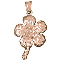 10K, 14K or 18K Gold Hibiscus Flower Pendant