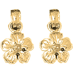 Yellow Gold-plated Silver 14mm Five Pedal Buttercup Flower Earrings