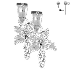 Sterling Silver 20mm 3D Hibiscus Flower Earrings (White or Yellow Gold Plated)
