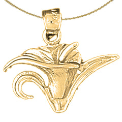 10K, 14K or 18K Gold Calla Lily Flower Pendant