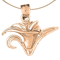 10K, 14K or 18K Gold Calla Lily Flower Pendant