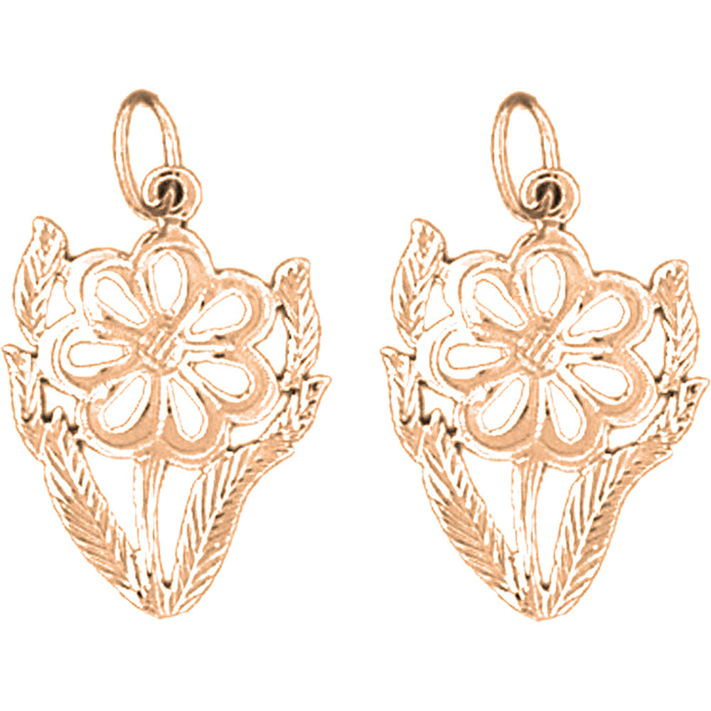 14K or 18K Gold 23mm Flower Earrings