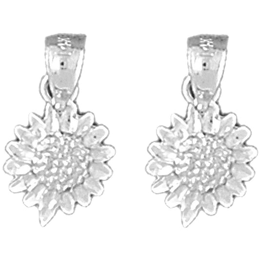 Sterling Silver 15mm Sunflower Earrings