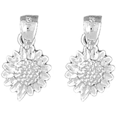 Sterling Silver 15mm Sunflower Earrings