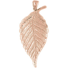 10K, 14K or 18K Gold Birch Leaf Pendant
