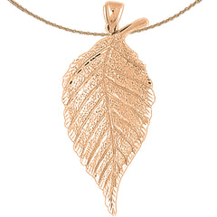 10K, 14K oder 18K Gold Birkenblatt Anhänger
