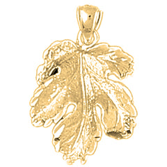 10K, 14K or 18K Gold Fig Leaf Pendant