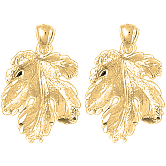 14K or 18K Gold 25mm Fig Leaf Earrings