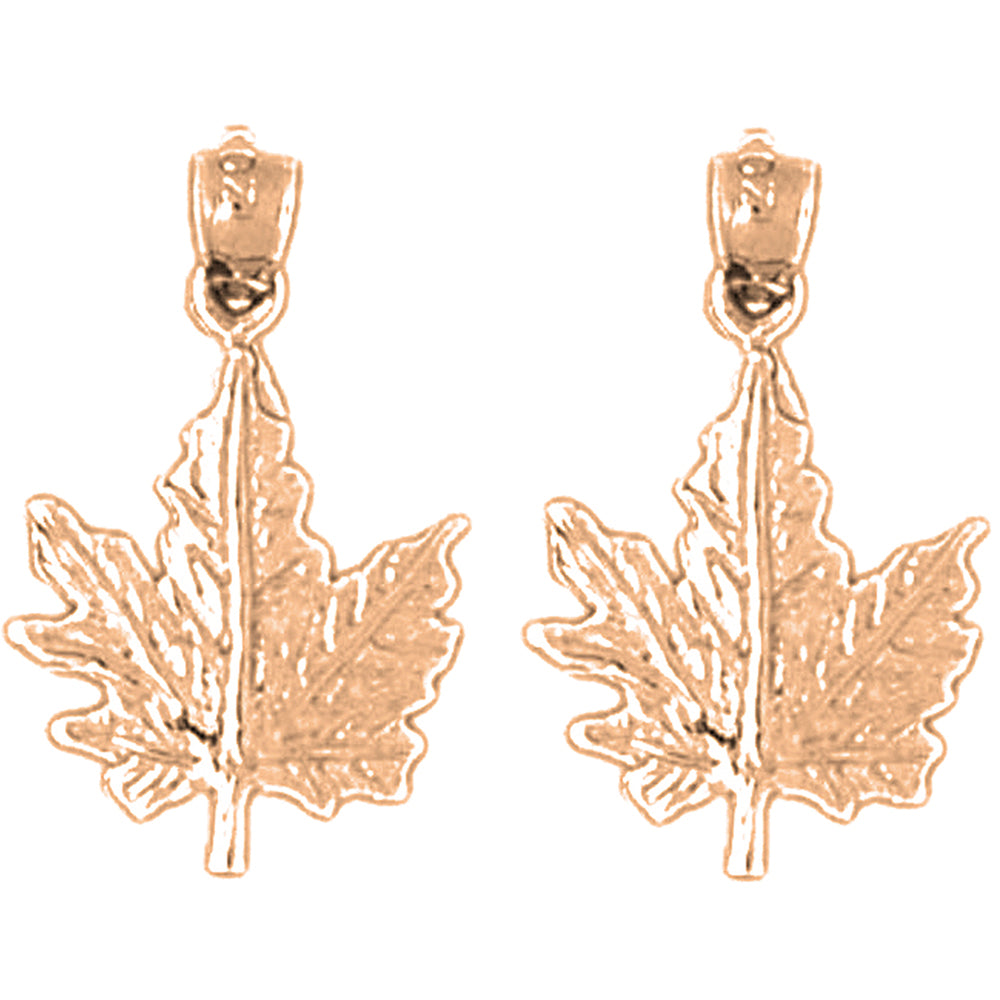 14K or 18K Gold 22mm Maple Leaf Earrings