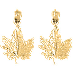 Yellow Gold-plated Silver 22mm Maple Leaf Earrings