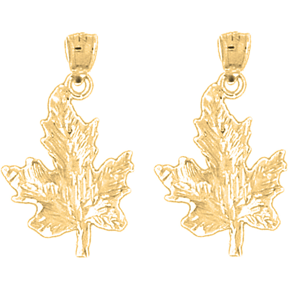 14K or 18K Gold 27mm Maple Leaf Earrings