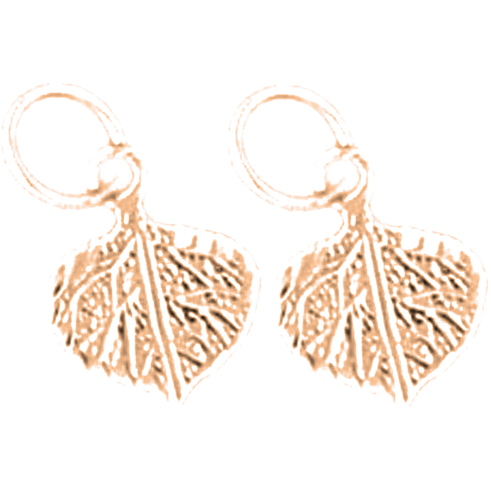 14K or 18K Gold 12mm Aspen Leaf Earrings