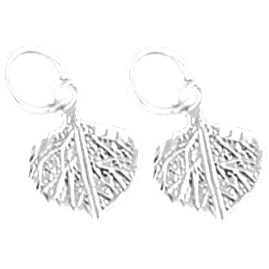 Sterling Silver 12mm Aspen Leaf Earrings