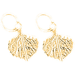 14K or 18K Gold 12mm Aspen Leaf Earrings
