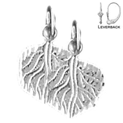Sterling Silver 15mm Aspen Leaf Earrings (White or Yellow Gold Plated)